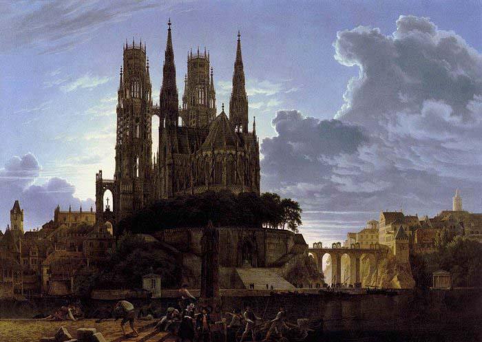 Karl friedrich schinkel Medieval Town by Water after 1813